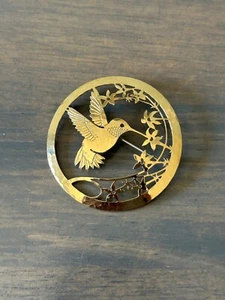 Wild Bryde Gold Tone Hummingbird Brooch Pin - Picture 1 of 5