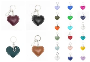 New Metallic Real Leather Solid Heart Love Keyring Bag Hang Purse Key Chain Gift - Picture 1 of 47