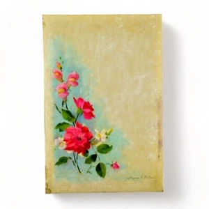 Signed Marion H Miller Pastel Still Life Painting with Pink Flowers - Picture 1 of 4