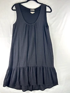 Maeve Anthropologie schwarzes ärmelloses Kleid Tank strukturiert gefüttert Rüschen Medium - Bild 1 von 10