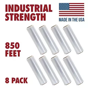 Pallet Shrink Wrap 80 Gauge Thick 18 Inch X 850 Feet Stretch Film Roll (8-Pack) - Picture 1 of 11