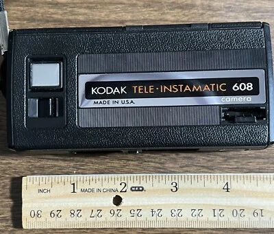 VTG Kodak Tele-Inst 608 P&S  110 Film Camera with Ultra Flash Attachment WORKS! - Image 1 of 4