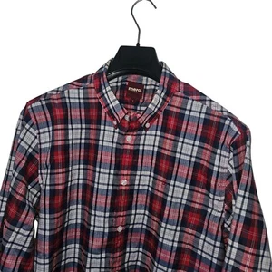 Camisa para hombre MERC London Premium roja/gris patrón a cuadros talla *delgada* L *en muy buena condición* - Imagen 1 de 10