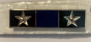 BLACK BLUE 2 STAR Police Citation Bar Merit Award Commendation Lapel Pin - Picture 1 of 3