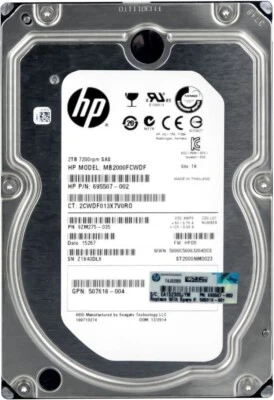 FESTPLATTE HP MB2000FCWDF 695507-002 2TB ST2000NM0023 7200U/min 128MB SAS 3.5''  - Bild 1 von 3