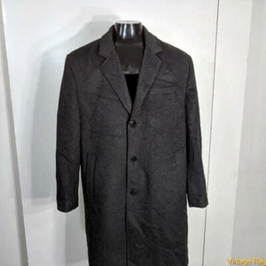 LONDON FOG Long Wool Coat Overcoat Mens Size 46 XL Charcoal gray - Picture 1 of 7