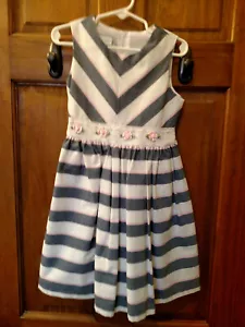 BONNIE JEAN Girl's Pink, Blue & White Striped Party Dress 5 - Picture 1 of 5