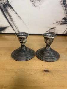 Paar Vintage Empire Sterling gewichtete Kerzenständer Kerzenständer #43. - Bild 1 von 6