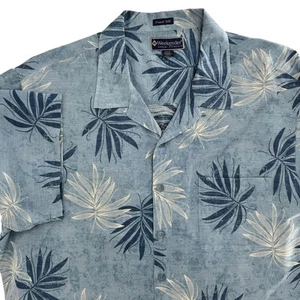 Weekender Mens Tropical Leaf Meadow Camp Short Sleeve Tropical Print Blue Sz XL - Picture 1 of 8