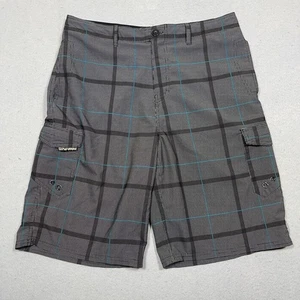 Current Ocean Amphibious Hybrid Shorts Youth XL / Junior 16 Gray Plaid Stretch - Picture 1 of 12