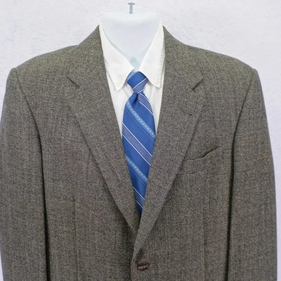 Abrigo deportivo Hart Schaffner Marx grueso texturizado lana tweed negro tostado verde 40L Foto 1 de 4