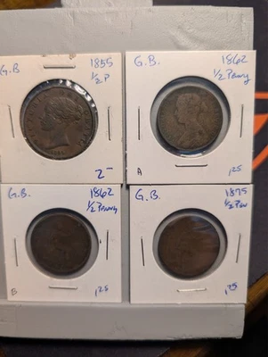 Great Britain 1/2 Penny, 1855, 1862 (2), & 1875 - Image 1 of 4