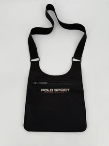 Vintage 90s Polo Sport Ralph Lauren Small Crossbody Messenger Bag Black Y2K  - Picture 1 of 6