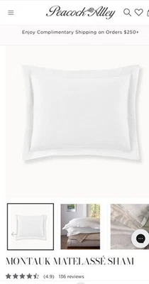 Peacock Alley Montauk King Sham, WHT, Juego de 2 Foto 1 de 2