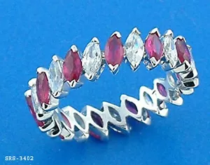 Anello in argento sterling 925 e zirconi taglio marchesa con finitura oro bianco #3402R misura 6 - Foto 1 di 2