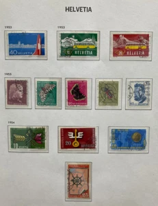 HELVETIA / SCHWEIZ, 1953-1954, Lot von 12 Marken, gebraucht, gestempelt - Bild 1 von 4
