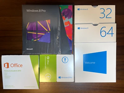 Microsoft Windows 8 Pro 32 Bit 64 Bit Edition with Key Card & Office 2013 Key! - Image 1 of 4