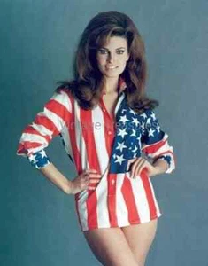 Raquel Welch American Flag Photo Print Poster - Picture 1 of 1