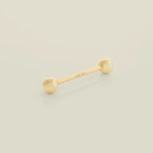 Piercing bilanciere industriale capezzolo sopracciglia dritto zirconi oro massiccio 14 carati calibro 14 - Foto 1 di 8