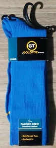Gold Toe GT Men's Fashion Crew Premium Comfort Dress Socks Electric Blue 6-12.5 - Picture 1 of 4