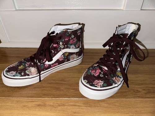 Sneakers alte Vans Off The Wall bambino marrone tela floreale taglia 3 bambini cerniera