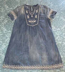 Ralph Lauren Girls Boho Cotton Denim Dress Sz 16 - Picture 1 of 7