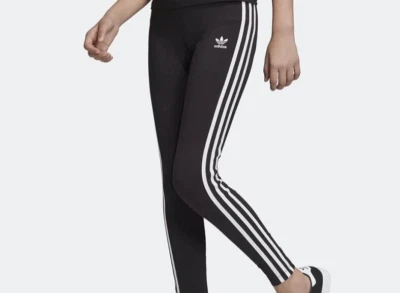 BRAND NEW Girl's Adidas Originals 3 Stripe Leggings Black Size Medium - Image 1 of 4