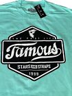 Famous Stars & Straps Tee Shirt Sz Large Torquoise Blue 1999 Cotton New NWT
