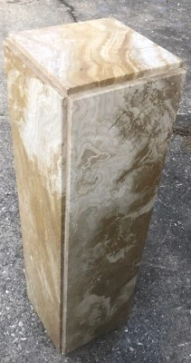 MCM Travertine Marble Pedestal Stand Column Pillar Italian 32” - Image 1 of 4