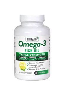 EffiHealth Omega 3 Fish Oil - Triple Strength Fish Oil - 2500mg 800 EPA 600 DHA - Picture 1 of 4