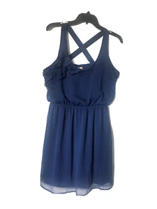 Eyeshadow Women's Dress Blue Ruffles Lined Stretch Sleeveless Size Large - Picture 1 of 3