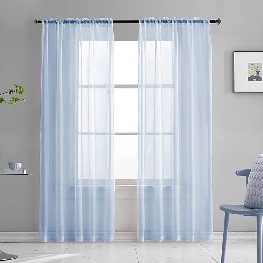 Jenna Collection Sheer Voile Solid Window Curtain Panel  - Set of 2 - ALL COLORS - Image 1 of 1
