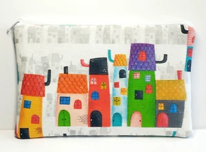 Mäppchen f Reiseapotheke Kosmetiktasche Clutch Etui  Geldbeutel Häuser 🏠 - Bild 1 von 3