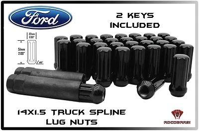 2003-2016 FORD F-250 F-350 SUPER DUTY 14X1.5 PRETO SPLINE PORCAS DE RODA ANTI-ROUBO  - Imagem 1 de 4