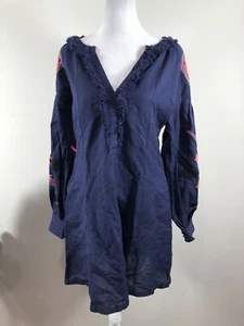 French Connection Blue Embroidered Long Sleeve Eclipse Size 4 - Picture 1 of 8