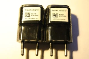 Pair Original LG Travel Wall Charger 2 PIN EU MCS-02ET BLACK 5V 1.8A Fast Charge - Picture 1 of 4