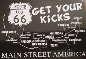 Historic Route 66 Map Get Your Kicks Main Street America 2020s Postcard - Picture 1 of 2