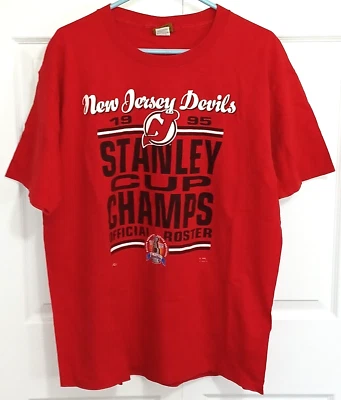 NUEVA CAMISETA DEVILS Licencia XL 1995 Stanley Cup Champs Lista Oficial Camiseta NHL Foto 1 de 4