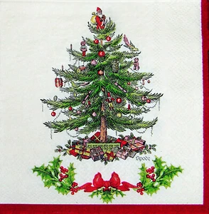 NIP Spode Christmas Tree Paper Dinner Napkins, 40 Count, 15.75" Square - Picture 1 of 1