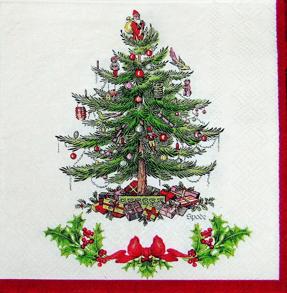 NIP Spode Christmas Tree Paper Dinner Napkins, 40 Count, 15.75" Square - Image 1 of 1