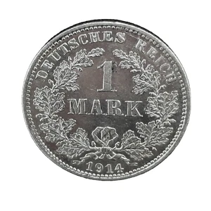 1914 D Germany Empire Silver One 1 Mark  Uncirculated Coin KM#14 - Picture 1 of 6