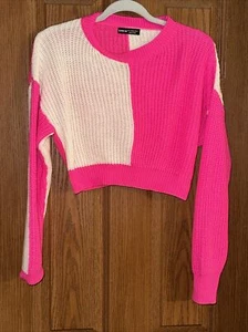 Suéter para mujer Shein rosa crema tejido cuello redondo manga larga LG 8/10 - Imagen 1 de 6
