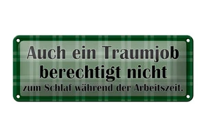 Blechschild Spruch 27x10cm Traumjob berechtigt nicht zum Schlaf Schild tin sign - Bild 1 von 5