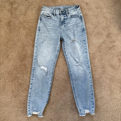 A.n.a Distressed Light Blue Jeans High Rise Straight Leg Womens Size 4 - Image 1 of 4