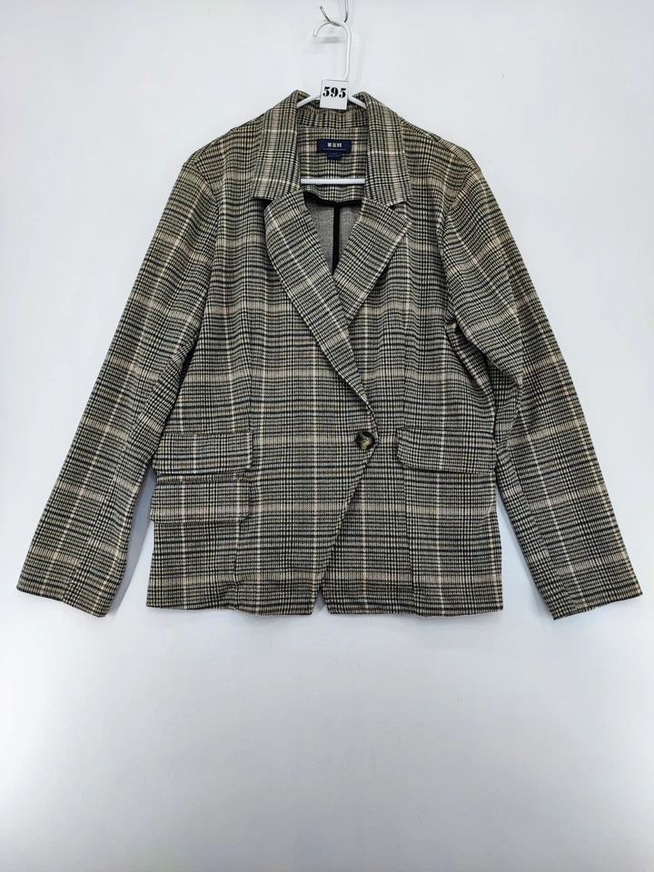Blazer de mujer Maeve Anthropologie marrón a cuadros talla XL Foto 1 de 4