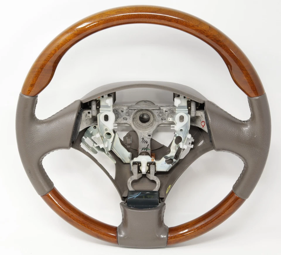 1999-2003 Lexus RX300 Leather Wood Steering Wheel Gray w/ Pistol Grip OEM - Image 1 of 4