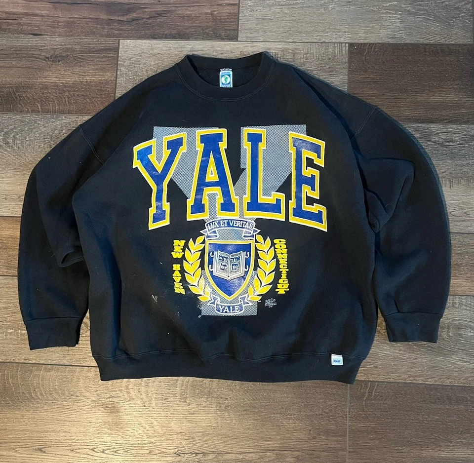 Sudadera Yale University Vintage Años 80 Cuello Redondo Talla XL Disco Escudo Atletismo Foto 1 de 4