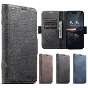 Herren Magnet Leder Flip Ständer Brieftasche Hülle für iPhone 17 16 Pro Max 15 14 13 - Bild 1 von 44