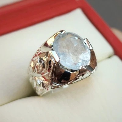 Anillo de cuarzo blanco, anillo Dure Najaf para hombre, anillo de plata de ley, anillo chiíta Foto 1 de 4