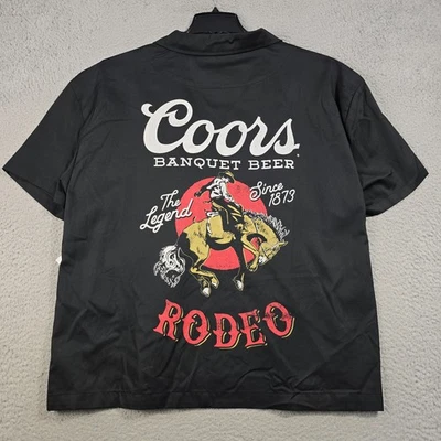 COORS пиво кнопка вверх рубашка мужская XL черный пивоварни ковбой родео лошадь пивоварни новый с Ярлыками - Изображение 1 из 4